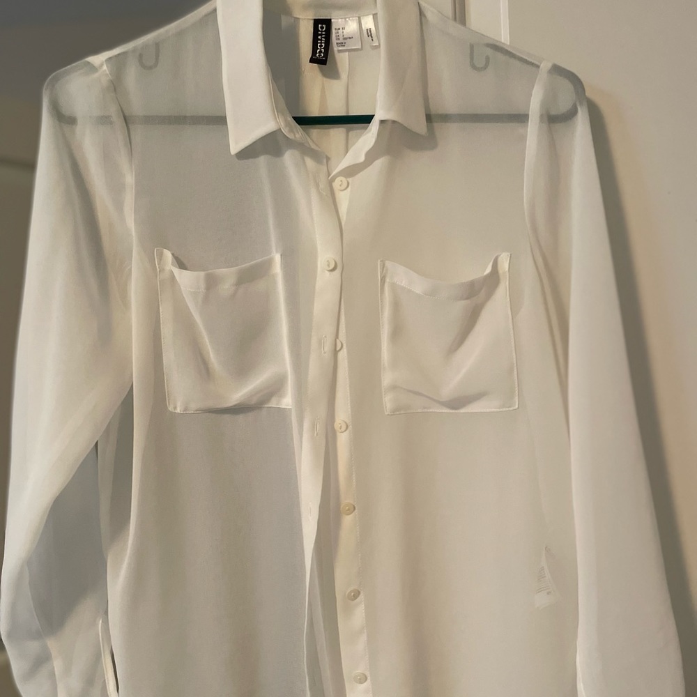 H&M Sheer Cream Coloured button up shirt